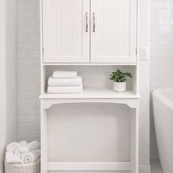 White Bathroom Storage Cabinet with Shelf