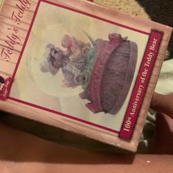 Vintage 100th Anniversary Teddy Bear Snow globe 