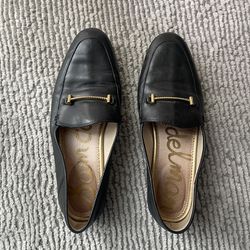 Sam Edelman Loraine Gold Bit Genuine Leather Loafer Womens Flats in black size 8.5, 8 1/2