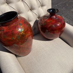 2 John Richard Collection Glazed Porcelain Vases