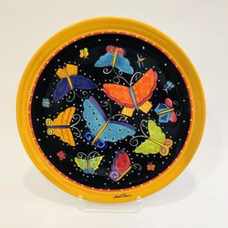 Laurel Burch Signed Butterflies Plate  Large 10.5" Diameter By Gantz Set Of 3  This Laurel Burch signed butterflies plate set features a large 10.5" d