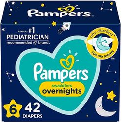 Pampers Swaddlers Overnights Disposable Baby Diapers - Size 6 - 42 Count