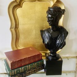 15” H Gloss Black Artemis/Goddess Diana Bust Sculpture