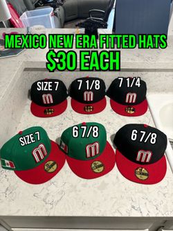 México national soccer team new era  green red black 59fifty fitted hats size 6 7/8, 7, 7 1/8 and 7 1/4