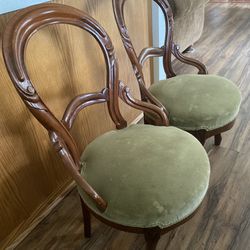Pair Of Antique Victorian Balloon Back Chairs