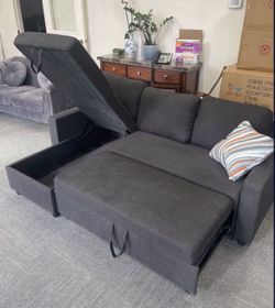 Gray Microfiber Sectional Sleeper Sofa Couch