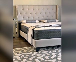 NEW QUEEN SIZE BED WITH MATTRESS AND FREE DELIVERY