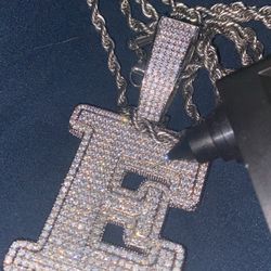 Moissanite E Pendant And Rope Chain Passes A Diamond Tester