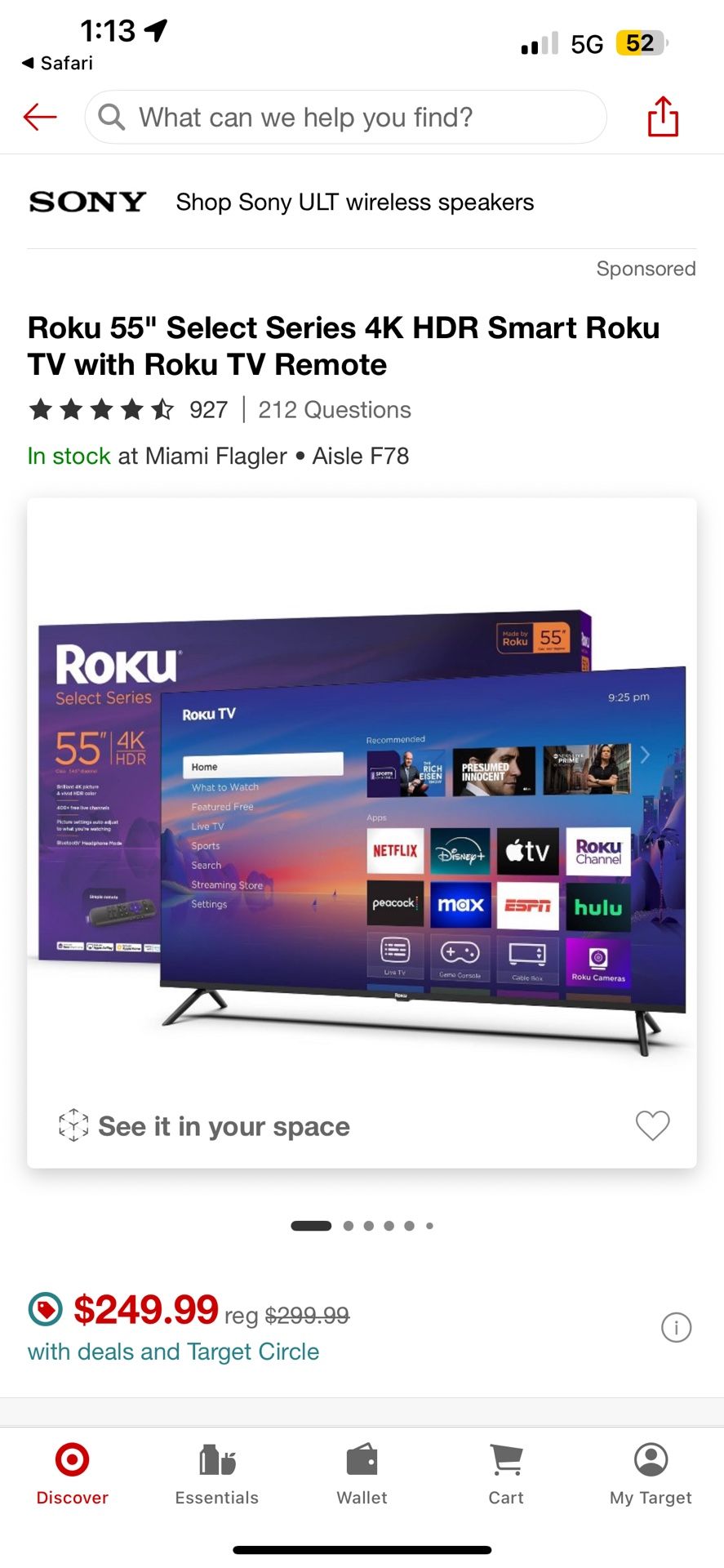 New roku 55” tv with remote 