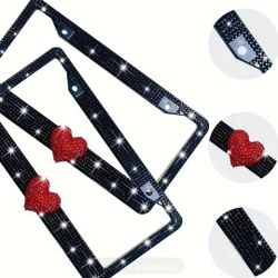 Bling License Plate Frames 2pc Set New