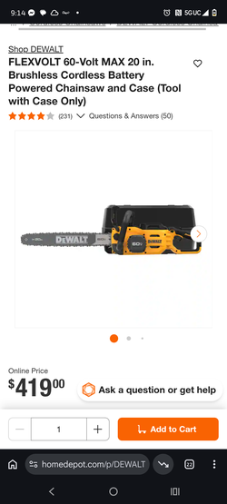 FLEXVOLT 60-Volt MAX 20 in. Brushless Cordless Battery Powered Chainsaw