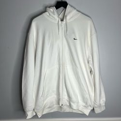 Vintage Y2K Nike Full Zip Hoodie Mens Large White Navy Swoosh NWT