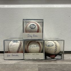 Lot Of 4 Autographed/signed Baseballs Evan Johnny Damon , Felix Hernadez & More 