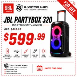 JBL Partybox 320 Portable Speaker 18 Hour Battery Rechargeable PA System Mic Inputs USB Bluetooth Karaoke DJ 🚨 Payment Options Available 🚨