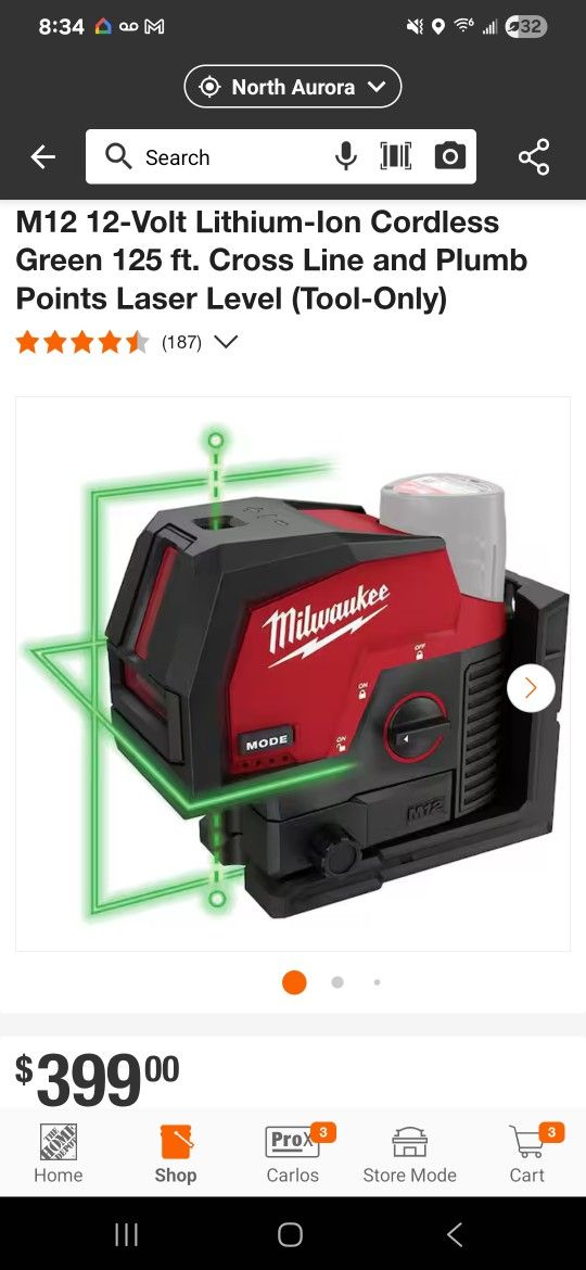 MILWAUKEE M12 100 FT. CROSS LINE & PLUMB LASER