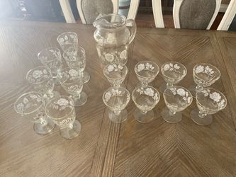Vintage Pitcher With Cups