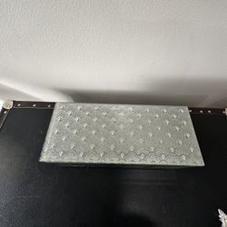 Elegant diamond studded, glass jewelry box with black velvet lining. Brand new! 