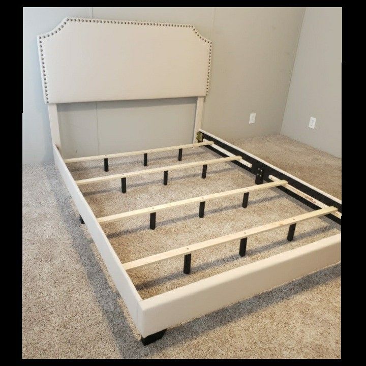 NEW IN BOX QUEEN UPHOLSTERED BED FRAME 😊 MATTRESS SOLD SEPARATELY