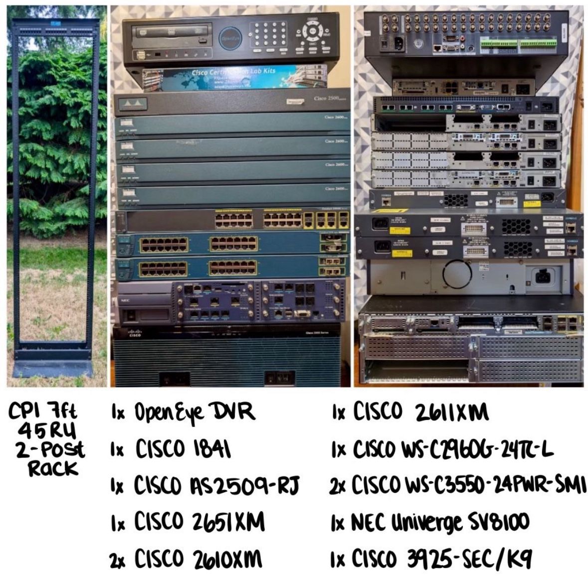 Large Lot of Network Stuff (CISCO, Routers, Switches, etc), CPI 7ft Server Rack