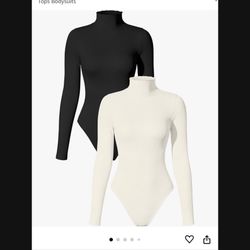 TOB/ OQQ Women's Bodysuits Sexy Ribbed Long Sleeve Round Neck Stretch Tops Bodysuits