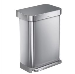 simplehuman 55L Rectangular Step Can with Plastic Lid