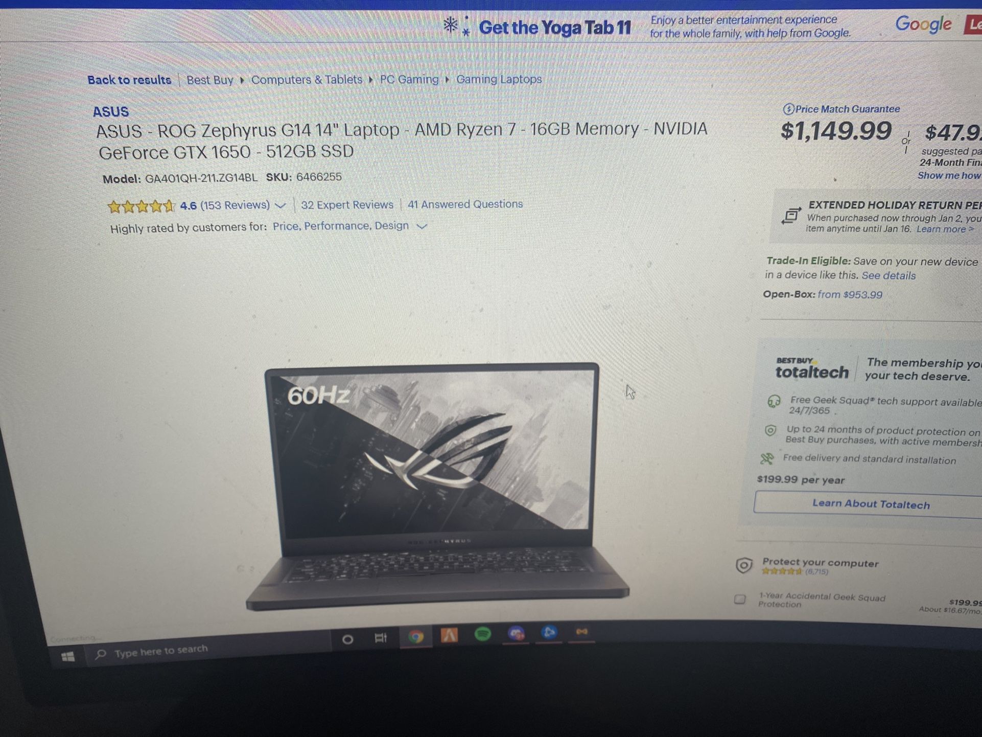 ASUS - ROG Zephyrus G14 14" Laptop - AMD Ryzen 7 - 16GB Memory - NVIDIA GeForce GTX 1650 - 512GB SSD