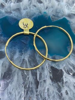 $350 Yellow Gold Geometric Hoop Earrings