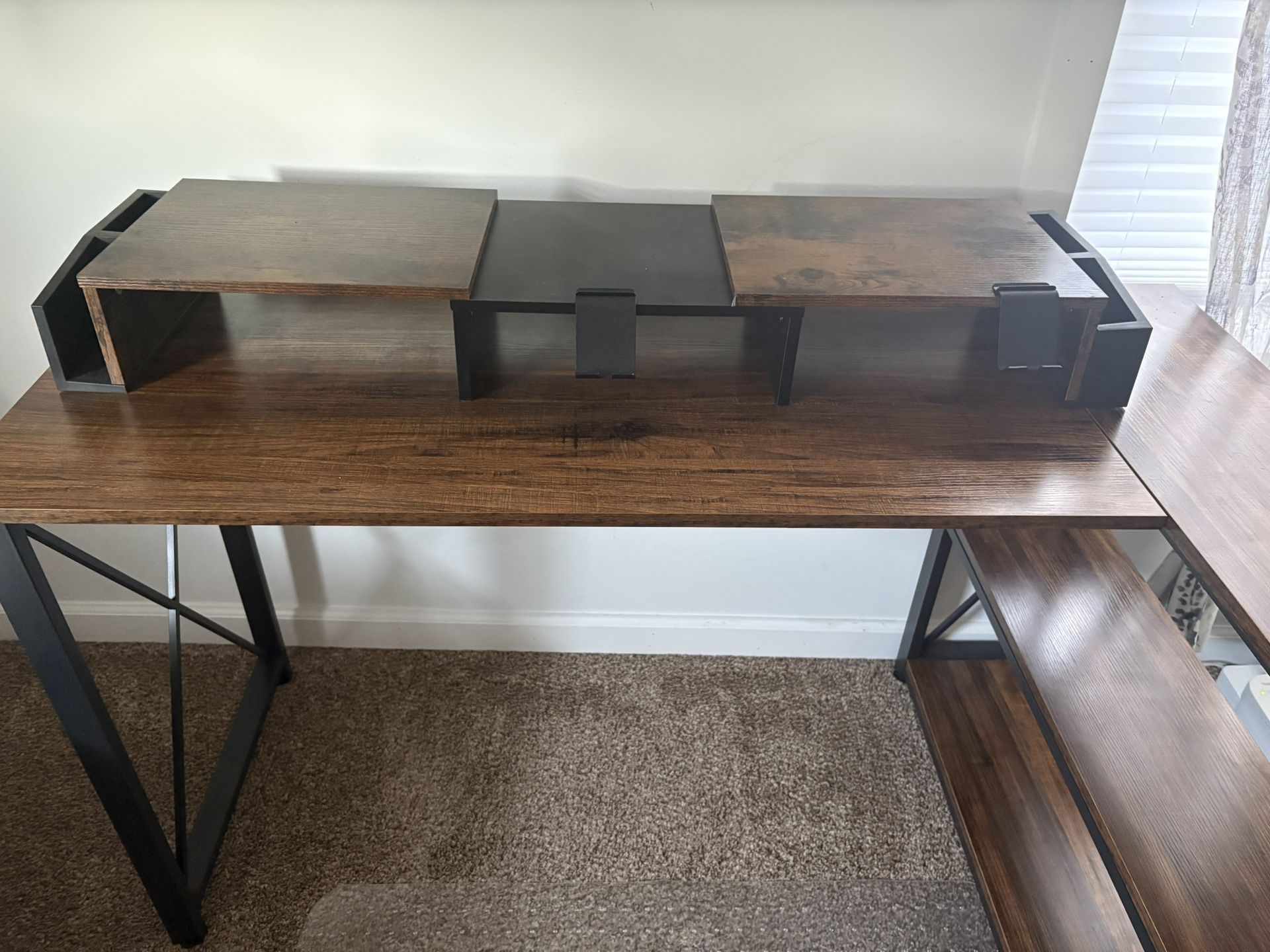L-Shaped Desk Plus Monitor Riser