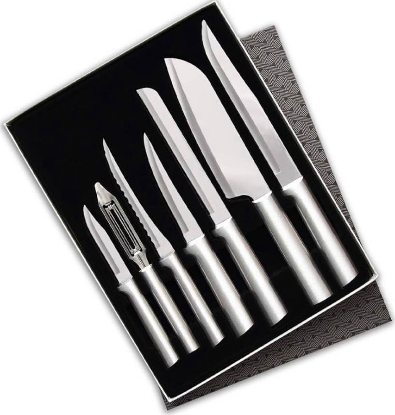 Rada Cutlery 7-Piece Starter Knife Gift Set, Silver Handles.