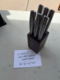 6-Piece Knife Set with Dark Wood Block