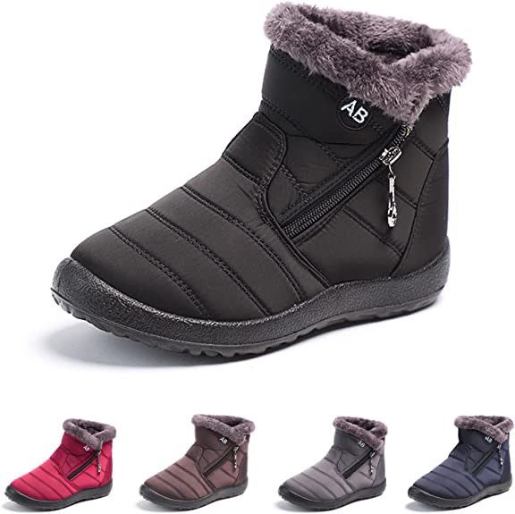 Women Snow Boots Warm Fur Lined Ankle High