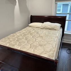 Full Bed frame, Box Spring, And Mattress