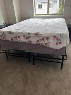 Queen Size Bed Frame and 2 Mattress Set