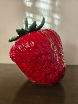 Vintage Ceramic Tilted Strawberry Cookie Jar