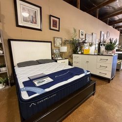 3 PCS QUEEN BEDROOM SET: QUEEN BED FRAME, NIGHTSTAND, DRESSER