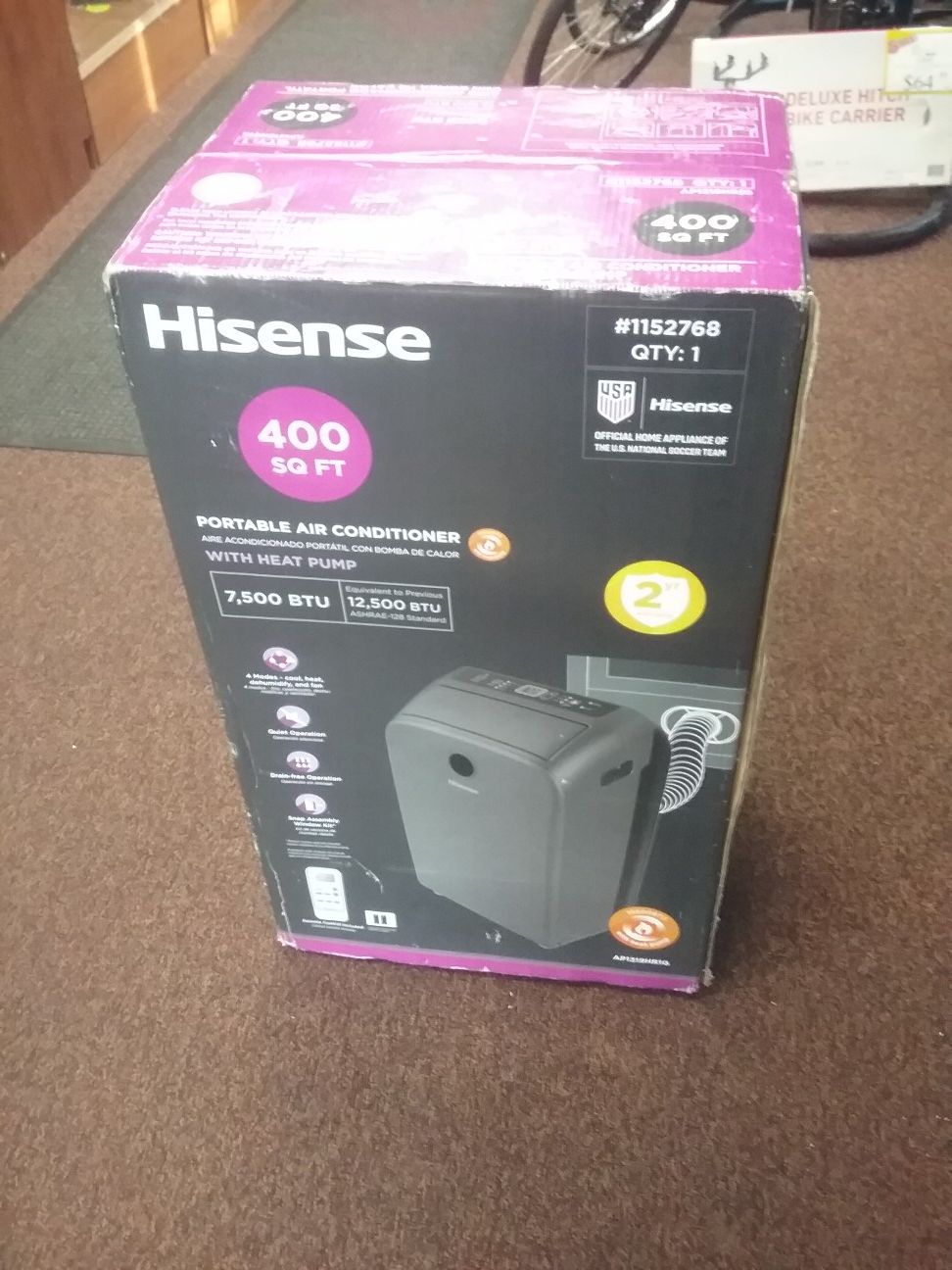 New, Hisense AP1319HR1G 7500BTU portable air conditioner with all accessories 96091398606