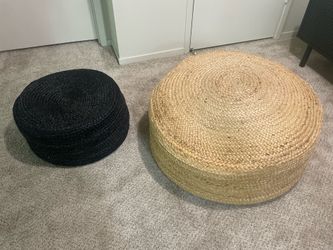 Two, crate and barrel upholstered pouf