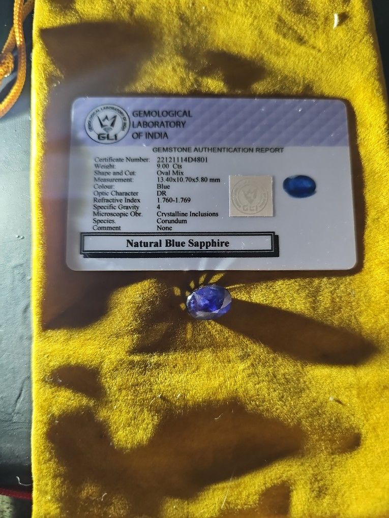 9ct Natural Blue Saphire