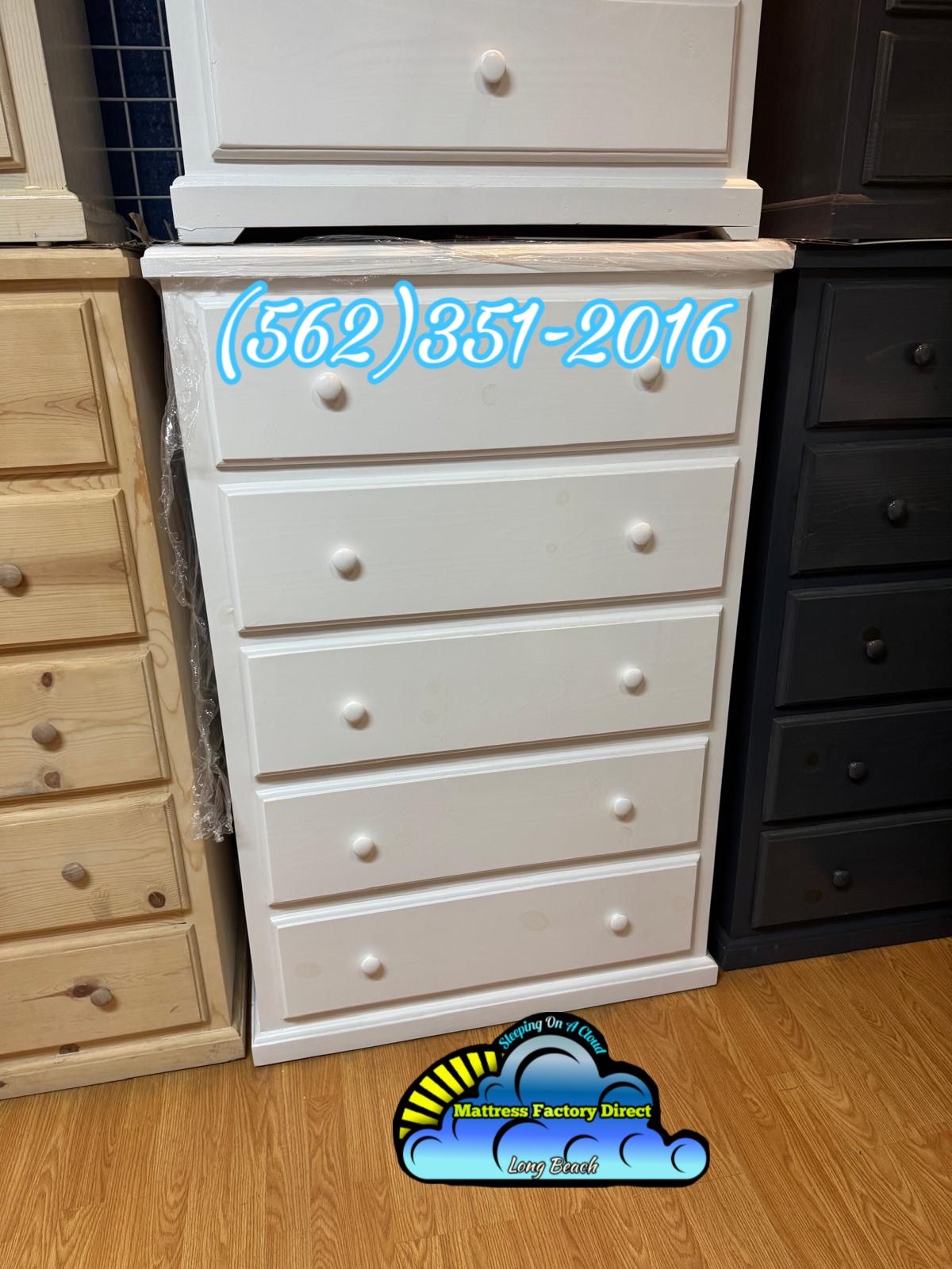 White jumbo pinewood dresser cajonera cómoda nueva