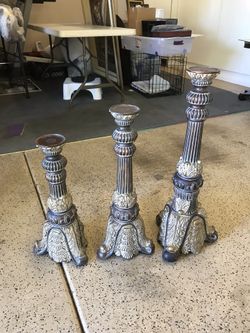 Three High Quality Ceramic Candle Holders / Stands
