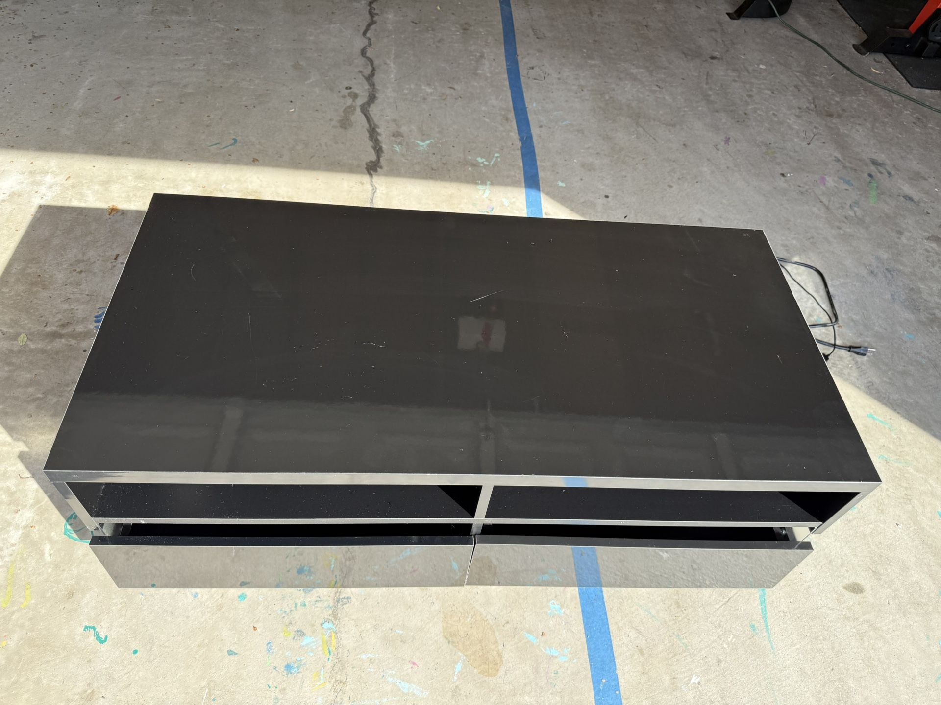 ✨ Glossed Black LED Power Tv Stand – $40