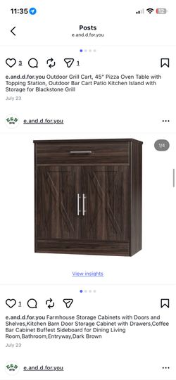 Farmhouse Storage Cabinets with Doors and Shelves,Kitchen Barn Door Storage Cabinet with Drawers,Coffee Bar Cabinet Buffest Sideboard for Dining Livin