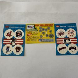 Vintage Baseball Lot — 1989 Fleer Unpeeled Sticker Sheets x2 + 1983 Topps Unscratched World Series Game Card