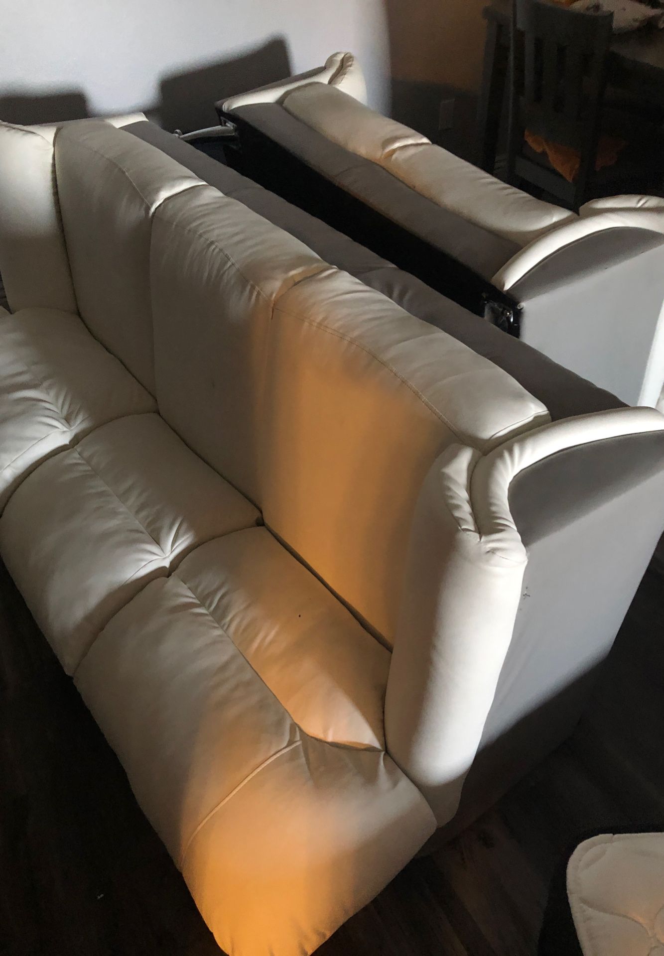 White leather couches