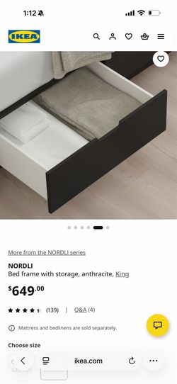 IKEA- NORDLI Bed frame with storage, KING SIZE