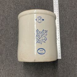Vintage Pottery Crock Western Stoneware Monmouth Illinois Maple leaf 6 #6