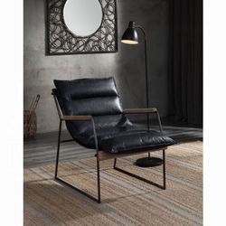 Accent Chair Distress espresso Top Grain Leather and Matt iron finish. New Especial price 