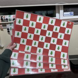 Vintage Christmas Placemats Kathy Orr Tree Cat kitty Laminated Holiday Christmas