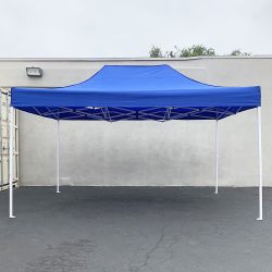 $155 (New) Heavy-duty 10x15 ft outdoor ez pop up canopy party tent instant shades w/ carry bag (white, blue) 