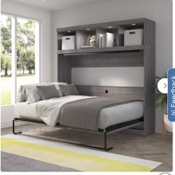Oasis Horizontal Murphy Bed with Overhead Storage, Queen Size, in original boxes, never opened. Gray